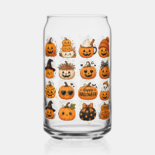 Fröhlicher Halloween-Kürbisse Eisgekühltes Kaffee- Dosenglas