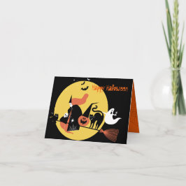 Fröhlicher Halloween-lustiger Cartoon geklappt Feiertagskarte