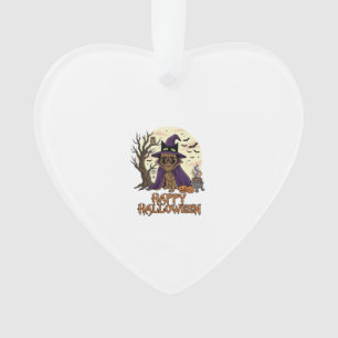 Fröhlicher Halloween-Mops-Henkerhut-Kessel-Kürbiss Ornament