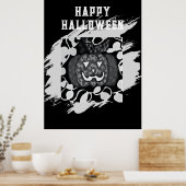 Fröhlicher Halloween-Plakat mit Kürbis-Design Poster (Küche)