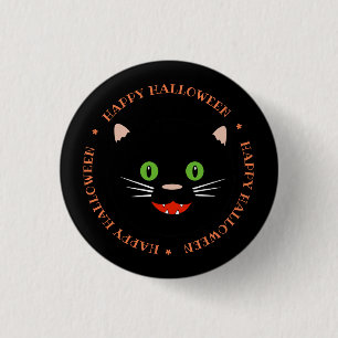 Fröhlicher Halloween-Schwarzkatzen-Button Button