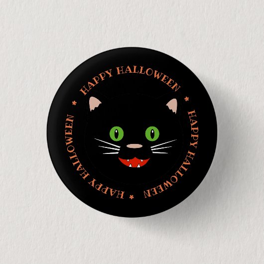 Fröhlicher Halloween-Schwarzkatzen-Button Button (Vorderseite)