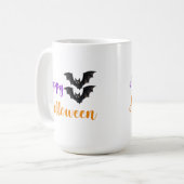 Fröhlicher Halloween-Text Fledermäuse Für Kinder P Kaffeetasse (Vorderseite Links)