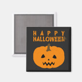 Fröhlicher Halloween Text und Kürbis auf Schwarzes Magnet (Vorderseite/Rückseite)