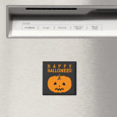 Fröhlicher Halloween Text und Kürbis auf Schwarzes Magnet (In Situ (Geschirrspüler))
