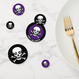 Fröhlicher Halloween-Totenkopf auf Schwarz und Kön Konfetti