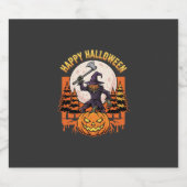 Fröhlicher Halloween-Vogelscheuche-Jack-O-Lantern- Schaumweinetikett (Einzelnes Label)