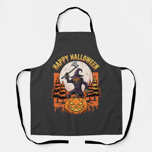 Fröhlicher Halloween-Vogelscheuche-Jack-O-Lantern- Schürze (Vorderseite)