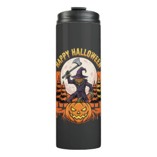 Fröhlicher Halloween-Vogelscheuche-Jack-O-Lantern- Thermosbecher