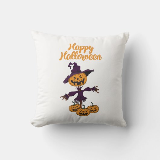 Fröhlicher Halloween Vogelscheuche Kissen (Vorderseite)