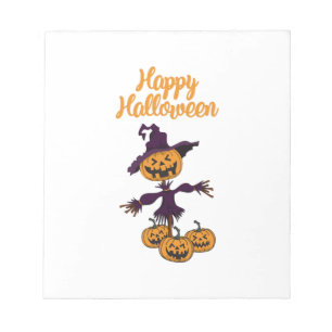 Fröhlicher Halloween Vogelscheuche Notizblock