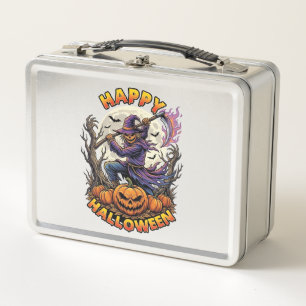 Fröhlicher Halloween-Vogelscheuche-Sensenmann Flam Metall Brotdose