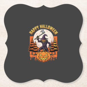 Fröhlicher Halloween-Vogelscheuchen-Kürbis-Vektor Untersetzer