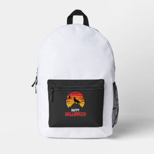 Fröhlicher Halloween-Wolf-Sonnenuntergangs-Vektor Bedruckter Rucksack