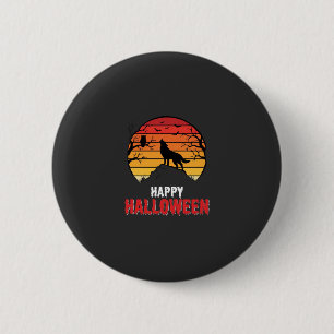 Fröhlicher Halloween-Wolf-Sonnenuntergangs-Vektor Button