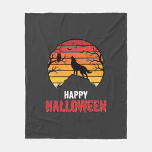 Fröhlicher Halloween-Wolf-Sonnenuntergangs-Vektor Fleecedecke
