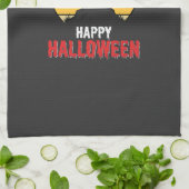 Fröhlicher Halloween-Wolf-Sonnenuntergangs-Vektor Geschirrtuch (Gefaltet)
