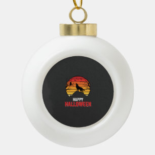 Fröhlicher Halloween-Wolf-Sonnenuntergangs-Vektor Keramik Kugel-Ornament