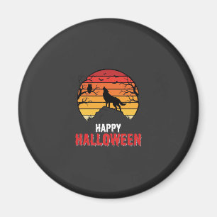Fröhlicher Halloween-Wolf-Sonnenuntergangs-Vektor Magnet
