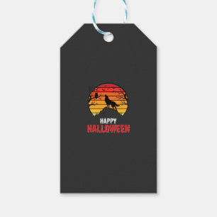 Fröhlicher Halloween-Wolf-Sonnenuntergangsvektor Geschenkanhänger