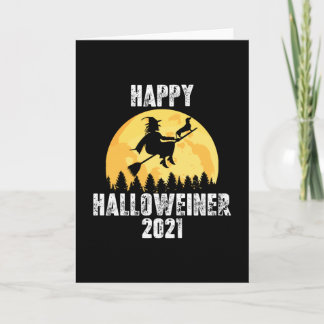 Fröhlicher Halloweiner 2021 - Dachshund Hexe Karte