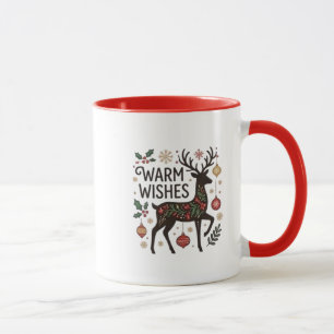 Fröhlicher & Helle Weihnachtskranz Grüner Griff Tasse
