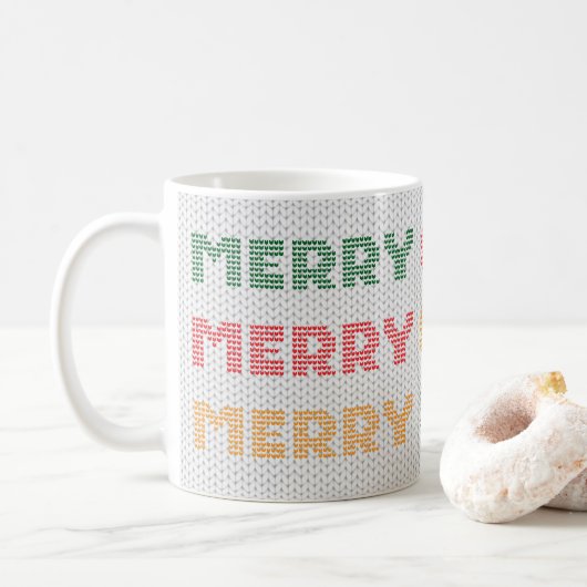 Fröhlicher & Helle Weihnachtspullover Kaffeetasse (Mit Donut)