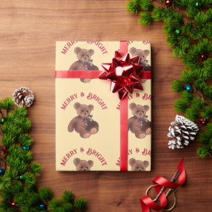Fröhlicher & Heller Festlicher Teddybär Süßer Weih Geschenkpapier