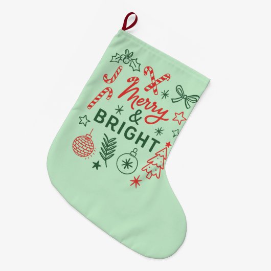 Fröhlicher & Heller Retro-Weihnachtsstrumpf | Fest Großer Weihnachtsstrumpf (Vorderansicht (hängend))