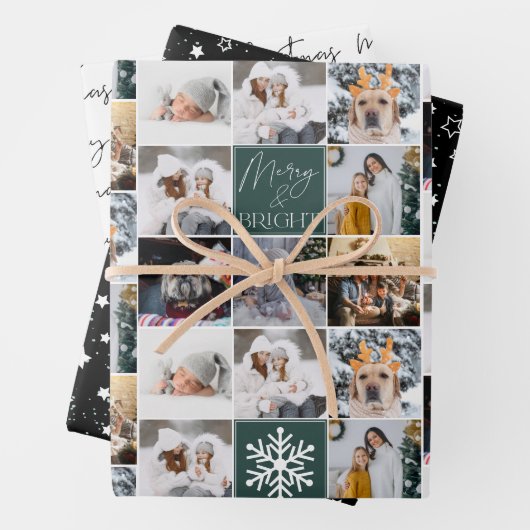 Fröhlicher heller Schnee 8 Foto Gitterhalterung sc Geschenkpapier Set (Beispiel)