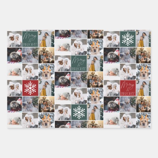 Fröhlicher heller Schnee 8 Foto Gitterhalterung sc Geschenkpapier Set (Vorderseite)