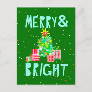 Fröhlicher & Heller Weihnachtsbaum Feiertagspostkarte