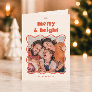 Fröhlicher & heller welliger Rahmen Weihnachtsfoto Feiertagskarte