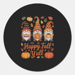 Fröhlicher Herbst Euch allen Gnom Kürbis Herbst Th Runder Aufkleber
