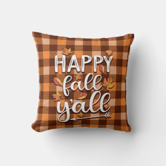Fröhlicher Herbst euch allen Orange Karo Kissen