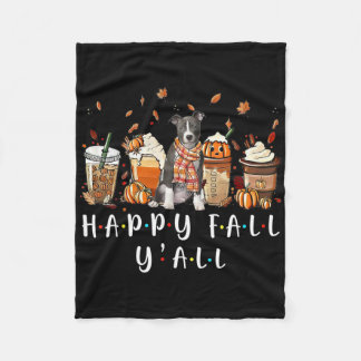 Fröhlicher Herbst für euch alle Pitbull-Hund-Kaffe Fleecedecke