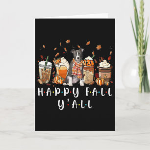 Fröhlicher Herbst für euch alle Pitbull Hund Kaffe Karte
