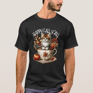 Fröhlicher Herbst ihr alle Herbstgrafik für Katzen T-Shirt