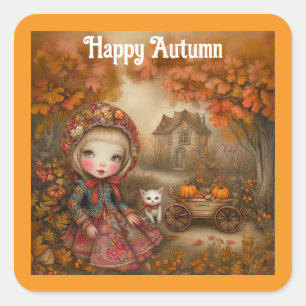 Fröhlicher Herbst Quadratischer Aufkleber