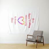 fröhlicher Hochzeitstag im Herzen Wandteppich (Beispiel (Horizontal))