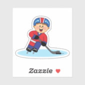 Fröhlicher Hockey-Junge Aufkleber (Blatt)