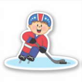 Fröhlicher Hockey-Junge Aufkleber (Vorderseite)