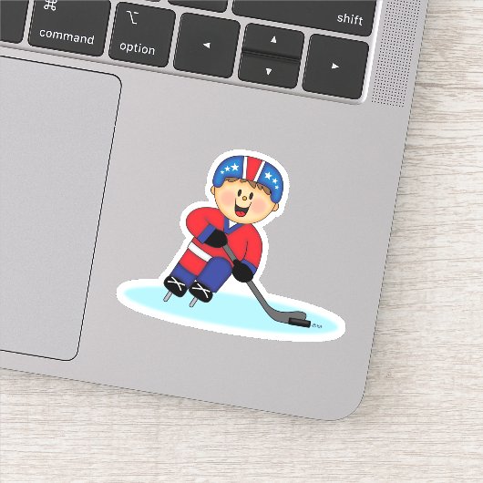 Fröhlicher Hockey-Junge Aufkleber (Detail)
