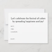 fröhlicher Holi : Festival der Farbe und des Frühl Einladung (Rückseite)