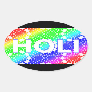 fröhlicher Holi : Festival der Farbe und des Frühl Ovaler Aufkleber