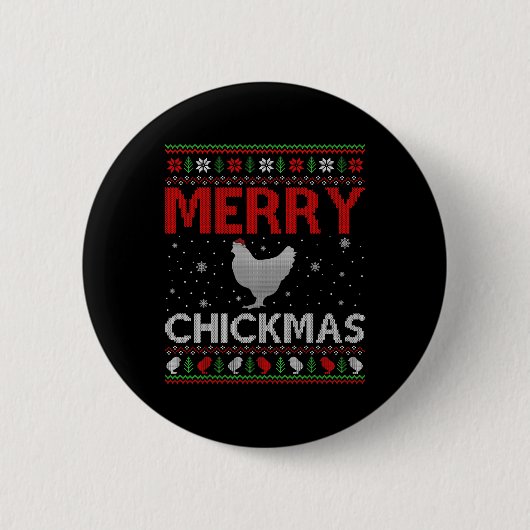Fröhlicher Hühnerweihnachtsmann passender Familien Button (Vorderseite)