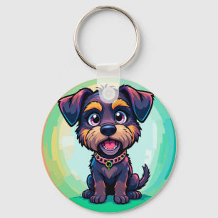 Fröhlicher Hund Bunte Cartoon-Illustration Schlüsselanhänger