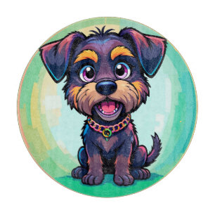 Fröhlicher Hund Bunte Cartoon-Illustration Schneidebrett
