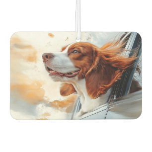 Fröhlicher Hund im Wind Kunstprint Autolufterfrischer