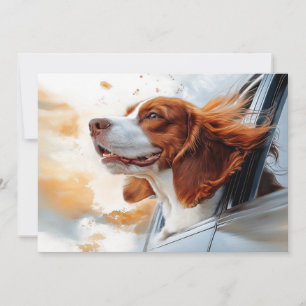 Fröhlicher Hund im Wind Kunstprint Karte